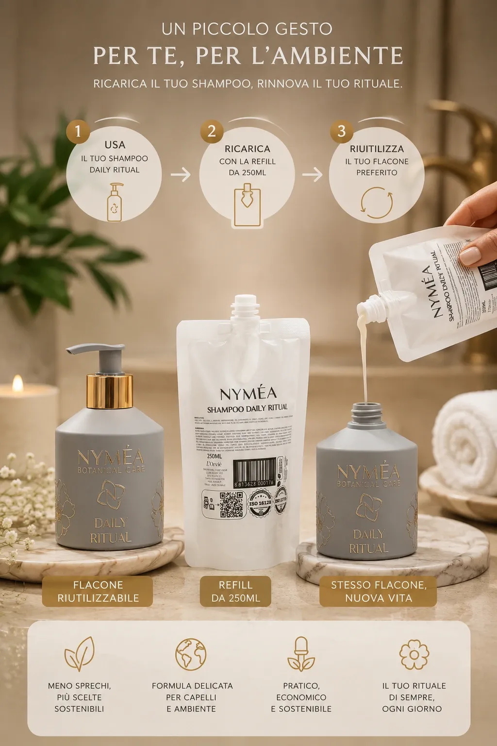 SHAMPOO DAILY RITUAL 250ML RICARICA - NYMEA